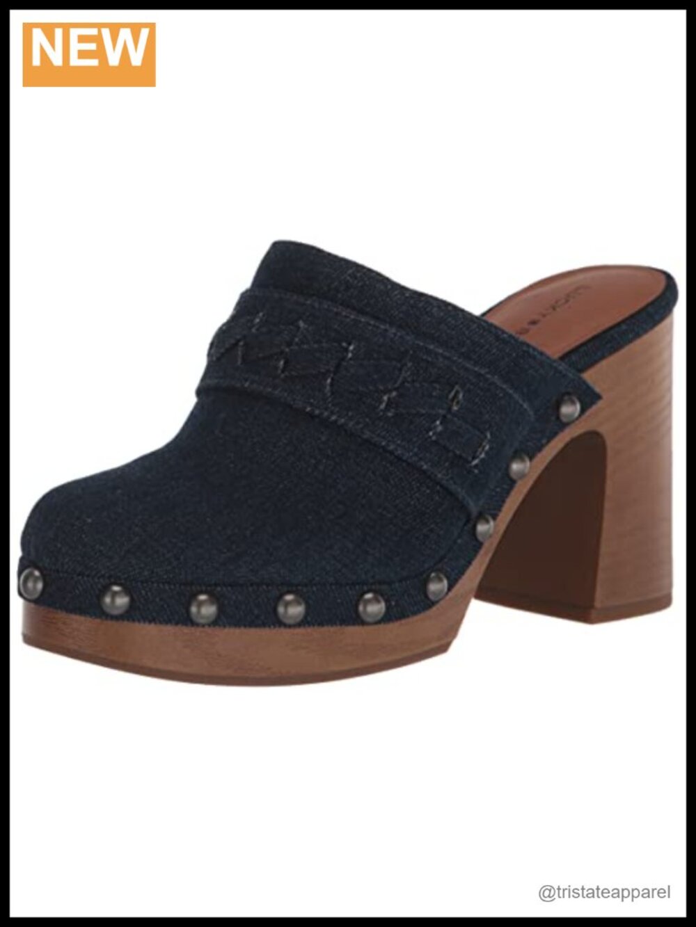 Lucky Brand Ilota High Heel Clog Textile Stud Accents Slip On Casual